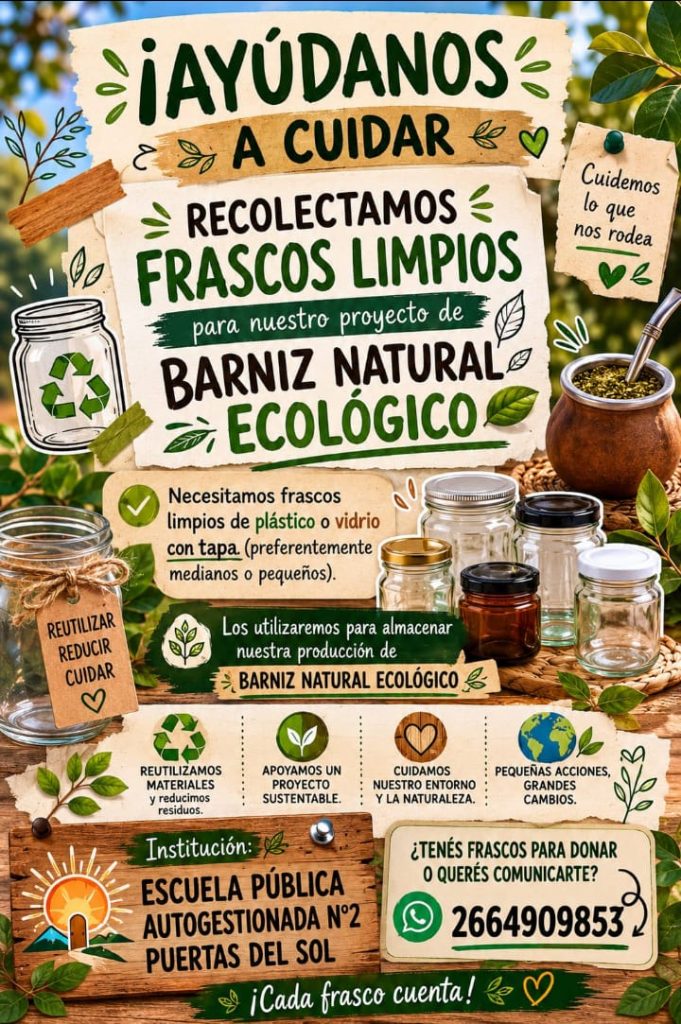 Solicitud de donaciones de frascos limpios para el barniz natural ecológico